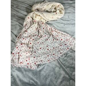 LC Lauren Conrad Scarf Red Pink Heart Print Valentine Romantic Whimsy Pre Owned